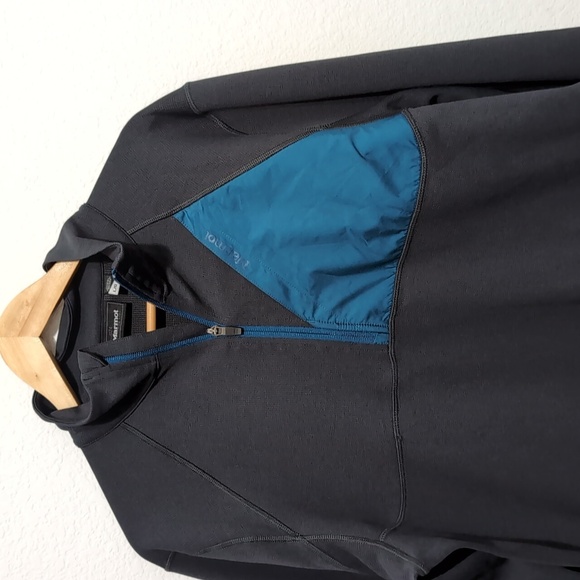 Marmot Gray Blue Hanging Rock Top 1/2 Zip Mock Neck Pullover Men's size Large - Picture 1 of 8